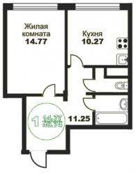 Однокомнатная квартира 40.04 м²